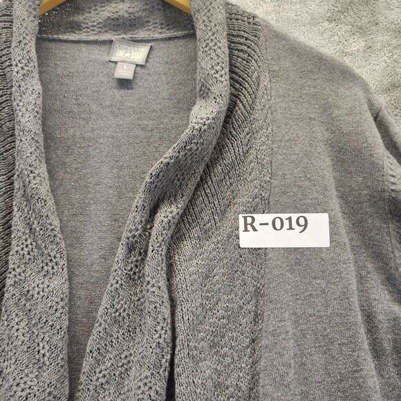 Converse One Star Womens Gray Cropped Open Waterfall Cardigan Long Sleeve Size L - Picture 14 of 14